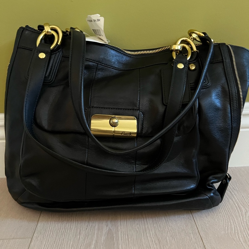 NWT Coach Black and Gold Shoulder Bag